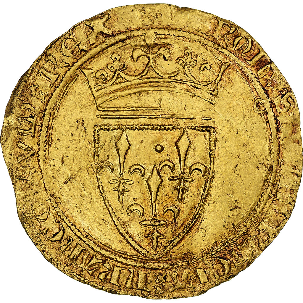 France, Charles VI, Écu d'or à la couronne, 1420-1422, Angers, 8th emission
