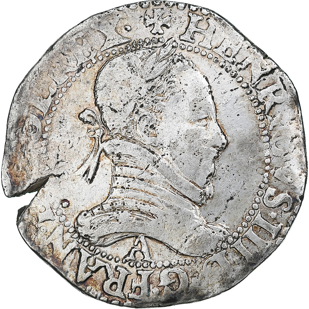 Francja, Henri III, Franc au Col Plat, 1577, Paris, VF(30-35), Srebro