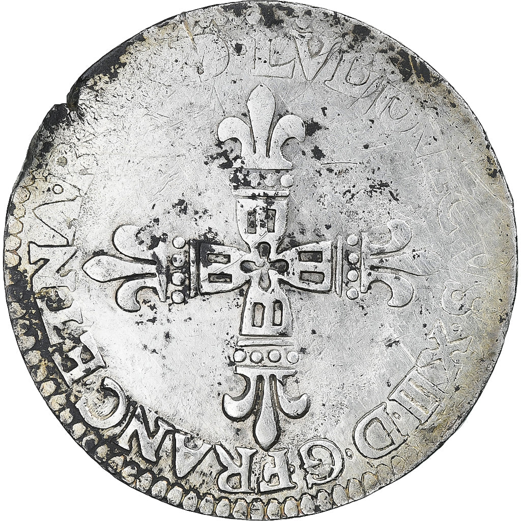 França, Louis XIII, 1/4 Ecu de Béarn, Uncertain date, Pau, VF(30-35), Prata