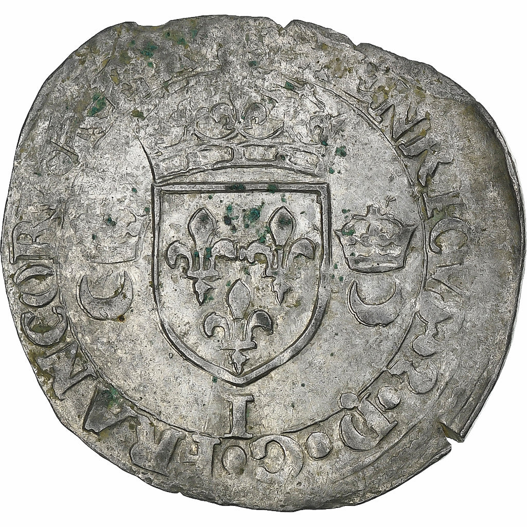 France, Henri II, Douzain aux croissants, 1552, Limoges, VF(30-35), Billon