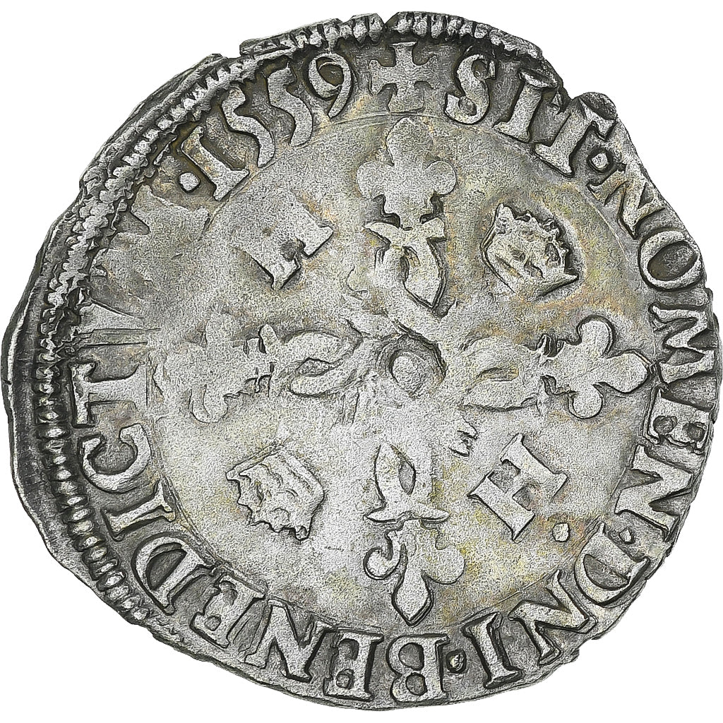 Frankrijk, Henri II, Douzain aux croissants, 1559, La Rochelle, FR+, Billon