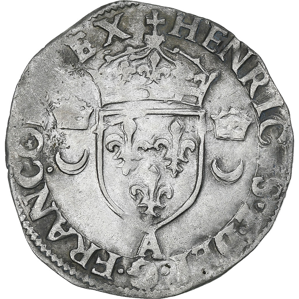 Frankrijk, Henri II, Douzain aux croissants, 1557, Paris, FR+, Billon