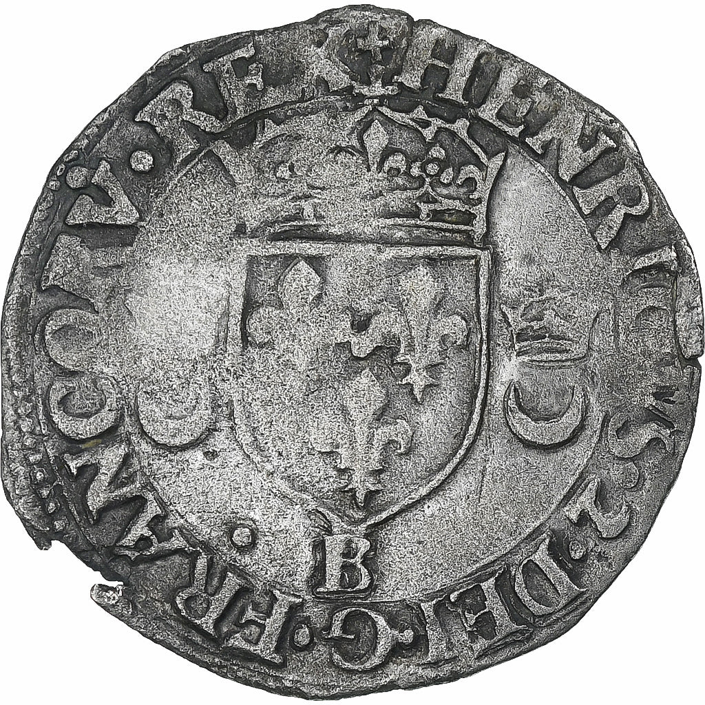 Frankreich, Henri II, Douzain aux croissants, 1551, Rouen, SS, Billon