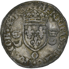 France, Henri II, Douzain aux croissants, 1550, Moulins, VF(30-35), Billon
