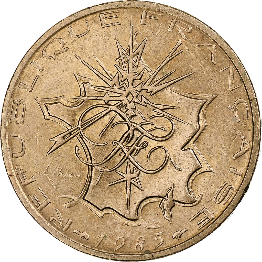 France, 10 Francs, Mathieu, 1985, Paris, Tranche B, Copper-Nickel-Aluminum