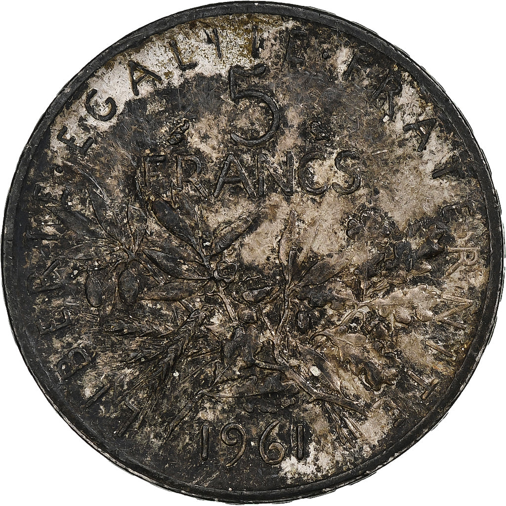 France, 5 Francs, Semeuse, 1961, Paris, Silver, MS(60-62), Gadoury:770, KM:926