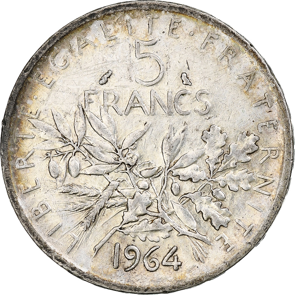 France, 5 Francs, Semeuse, 1964, Paris, Silver, MS(60-62), Gadoury:770, KM:926