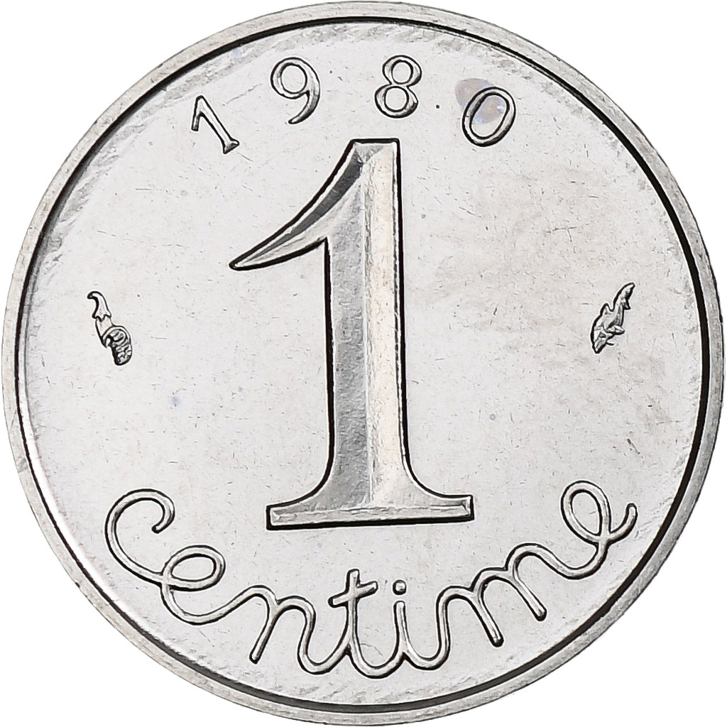 France, 1 Centime, Épi, 1980, Paris, série FDC, Stainless Steel, MS(65-70)