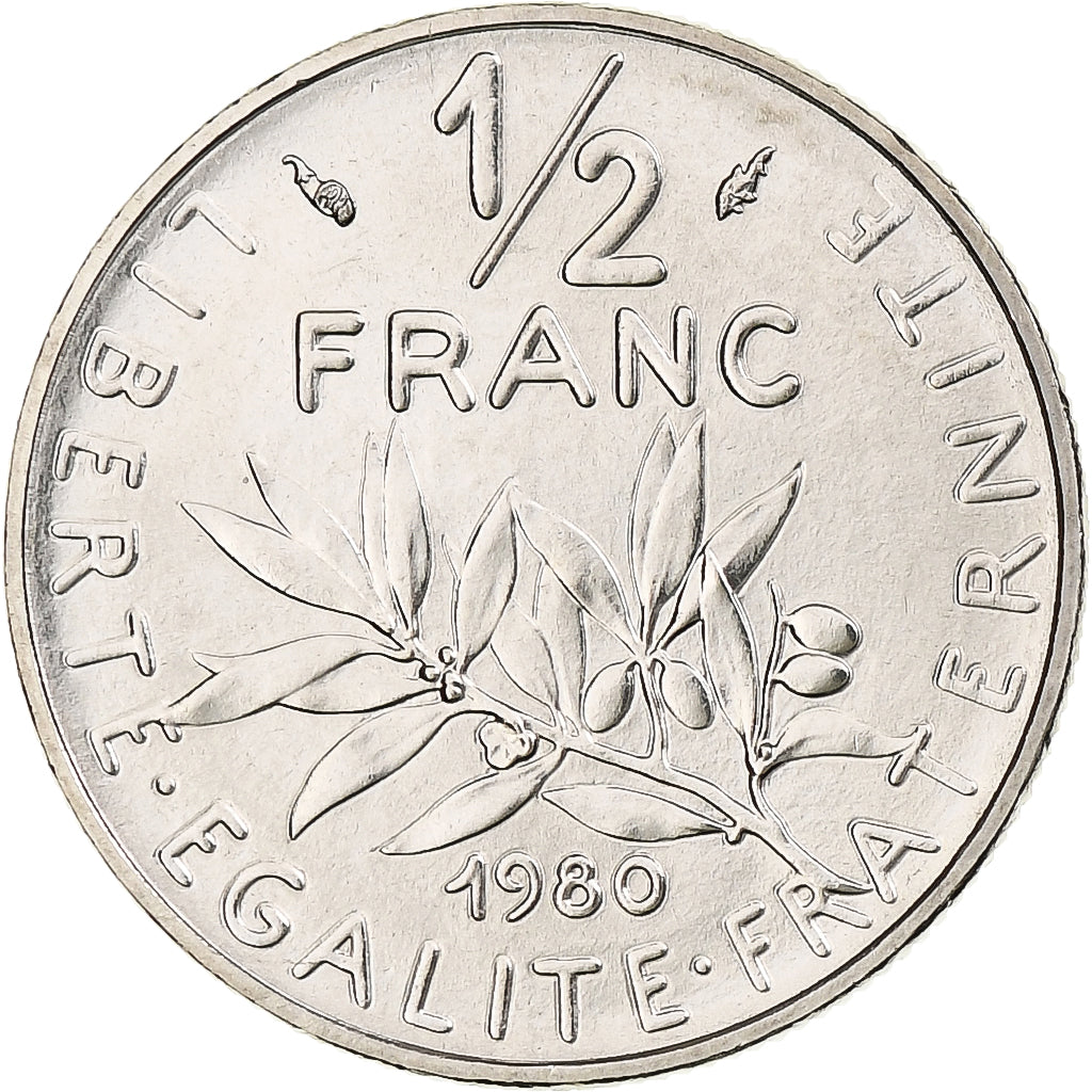 Frankrijk, Semeuse, 1/2 Franc, 1980, Paris, série FDC, FDC, Nickel, KM:931.1