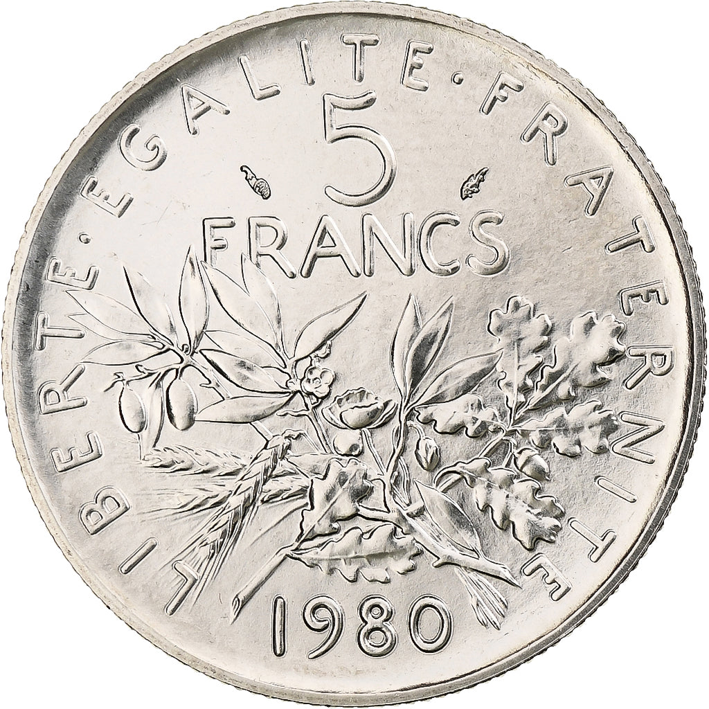 France, Semeuse, 5 Francs, 1980, Paris, série FDC, FDC, Du cupronickel