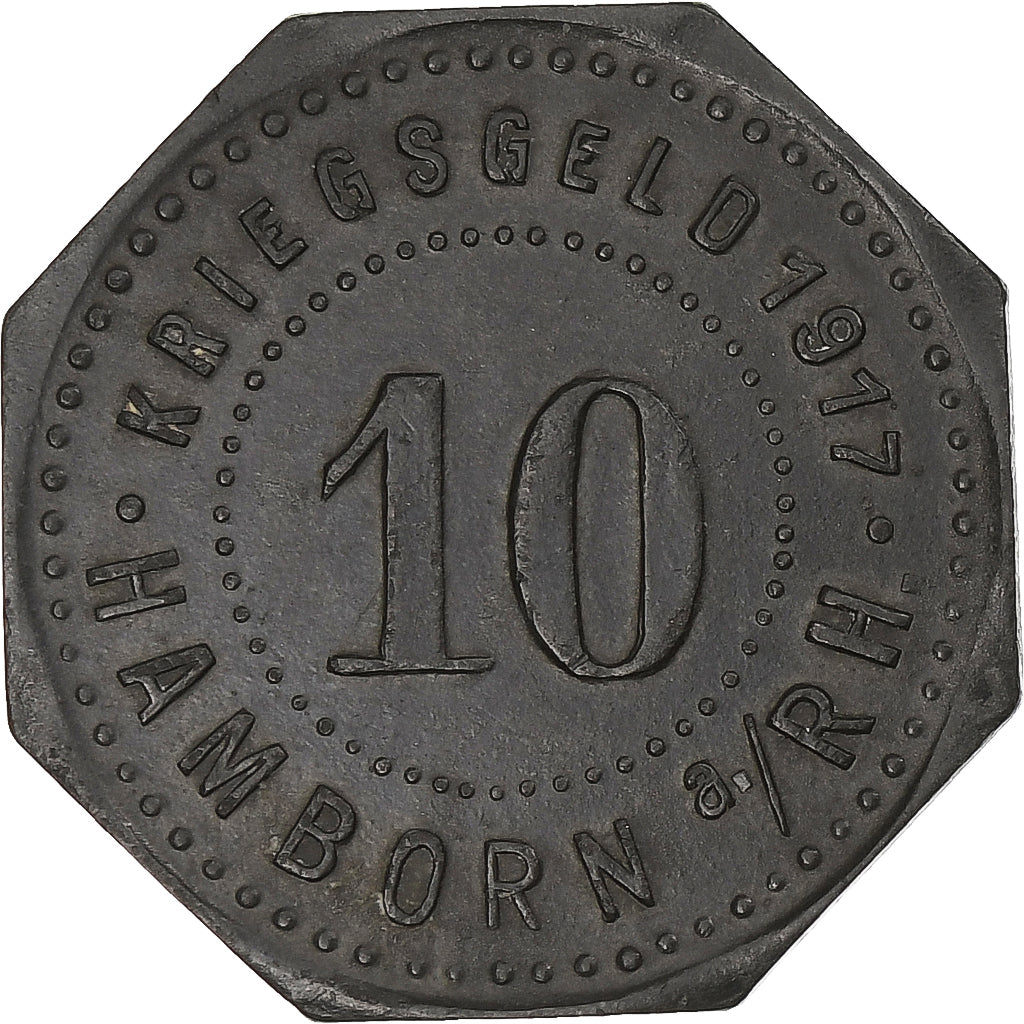 Germania, Stadt Hamborn, 10 Pfennig, 1917, SPL-, Zinco