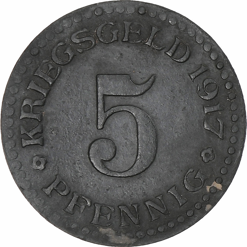 Duitsland, Residenzstadt Cassel, 5 Pfennig, 1917, ZF+, Zinc