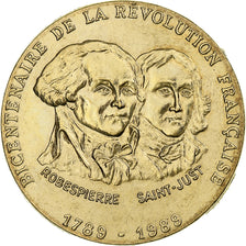 France, Médaille, Robespierre & Saint-Just, Bicentenaire de la Révolution