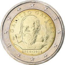 Italia, Galileo Galilei, 2 Euro, 2014, Rome, SPL+, Bi-metallico, KM:377