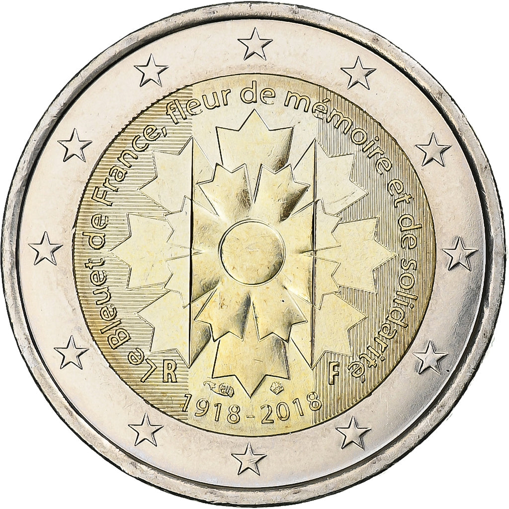 Francja, 2 Euro, bleuet de France, 2018, Paris, MS(64), Bimetaliczny