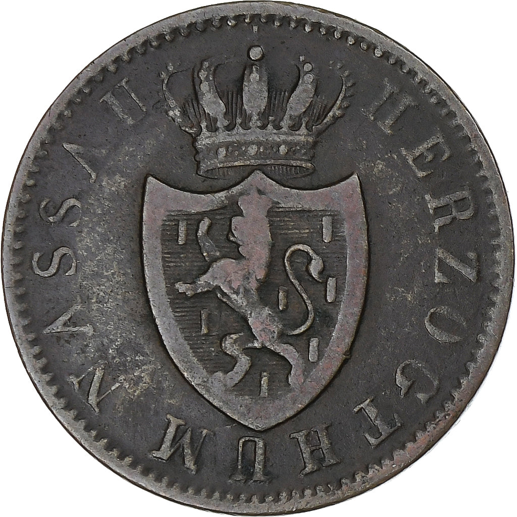 Germania, NASSAU, Adolph, Kreuzer, 1842, Wiesbaden, BB, Rame, KM:67
