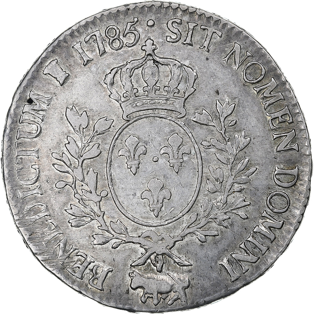France, Louis XVI, Écu de Béarn aux branches d'olivier, 1785, Pau, Silver