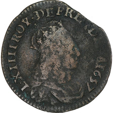 Frankreich, Louis XIII, Liard de France, 1657, Caen, S, Kupfer, C2G:54