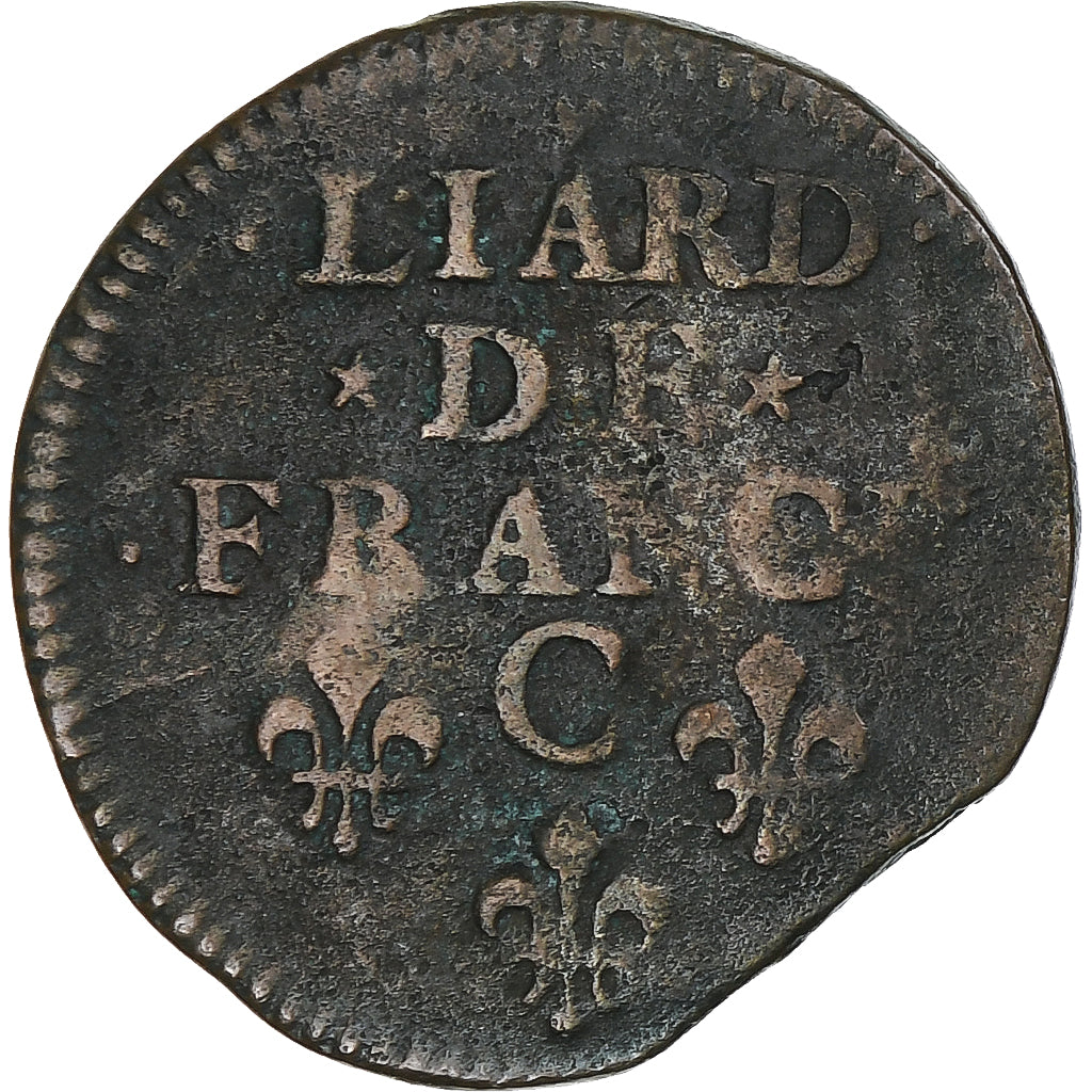 Frankreich, Louis XIII, Liard de France, 1657, Caen, S, Kupfer, C2G:54