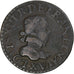 França, Louis XIII, Double Tournois, 1616, Amiens, 3rd type, VF(30-35), Cobre