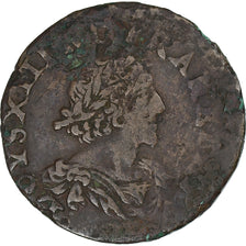 France, Louis XIII, Double Tournois, 1639, Axe Loire-Rhône, Copper, VF(30-35)