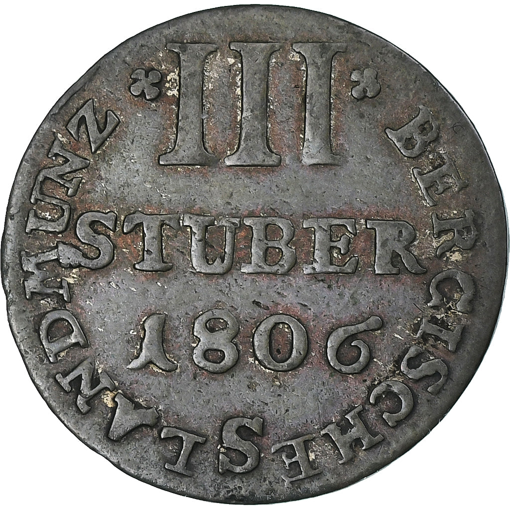 Alemanha, BERG, Maximilian IV, Josef, 3 Stüber, 1806, Düsseldorf, AU(50-53)