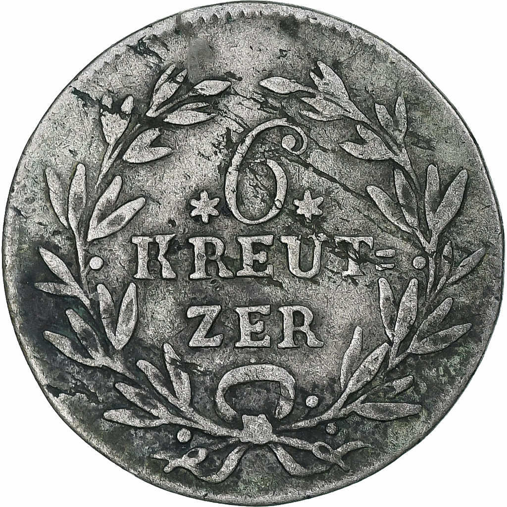 Alemania, BADEN, Karl Ludwig Friedrich, 6 Kreutzer, 1816, MBC, Vellón
