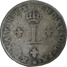 France, Louis XV, Double Sol, 1739, Lyon, Billon, VF(30-35)