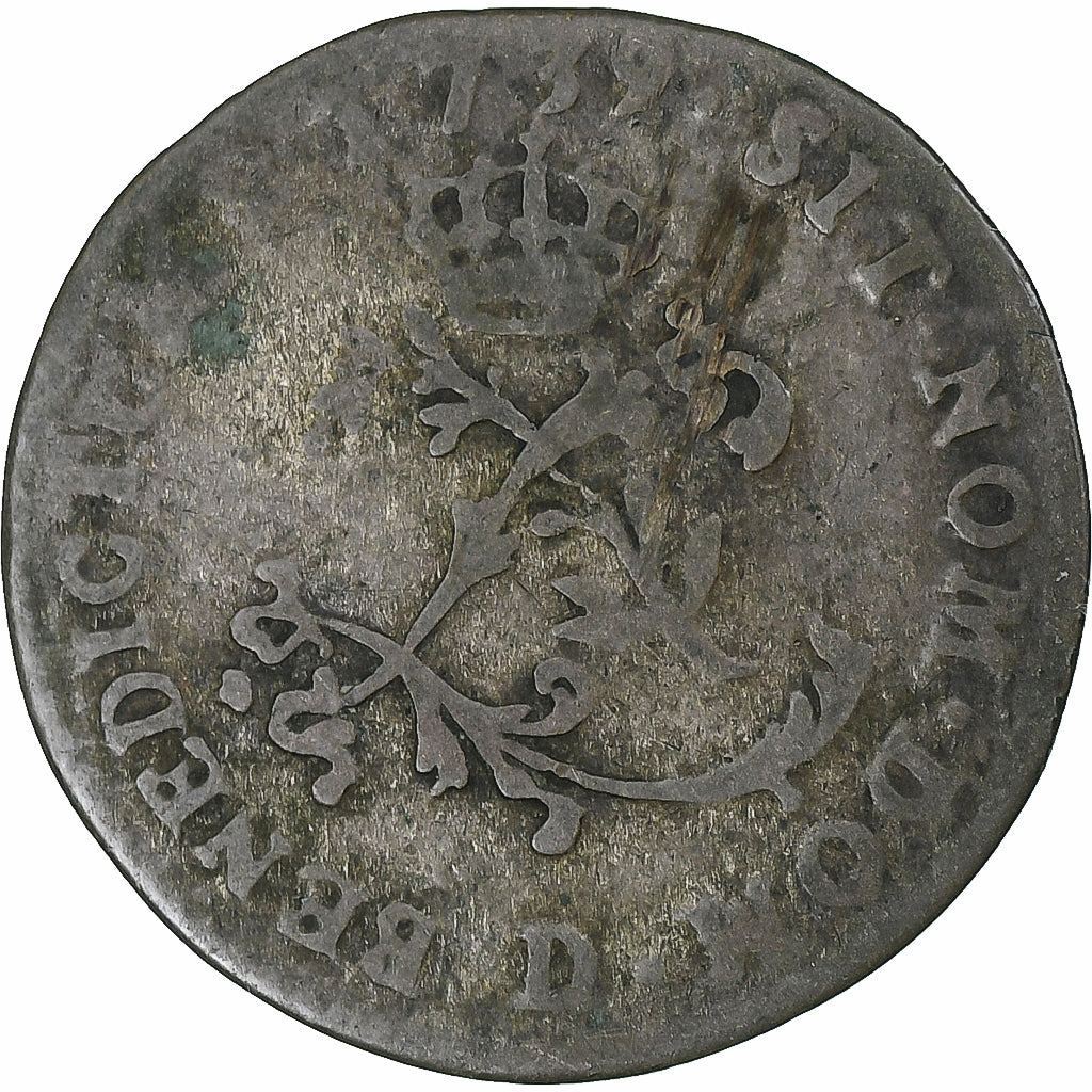 France, Louis XV, Double Sol, 1739, Lyon, Billon, VF(30-35)