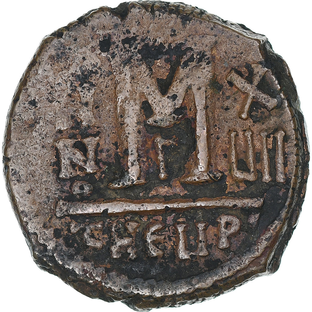 Maurice Tiberius, Follis, 595-596, Antioch, Bronze, VF(30-35)