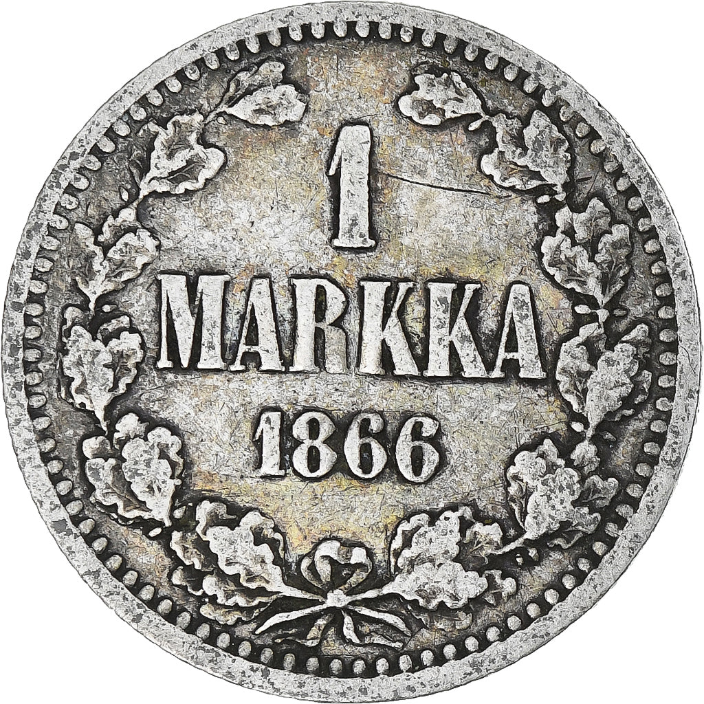 Finland, Alexander II, Markka, 1866, Helsinki, Silver, EF(40-45), KM:3.1