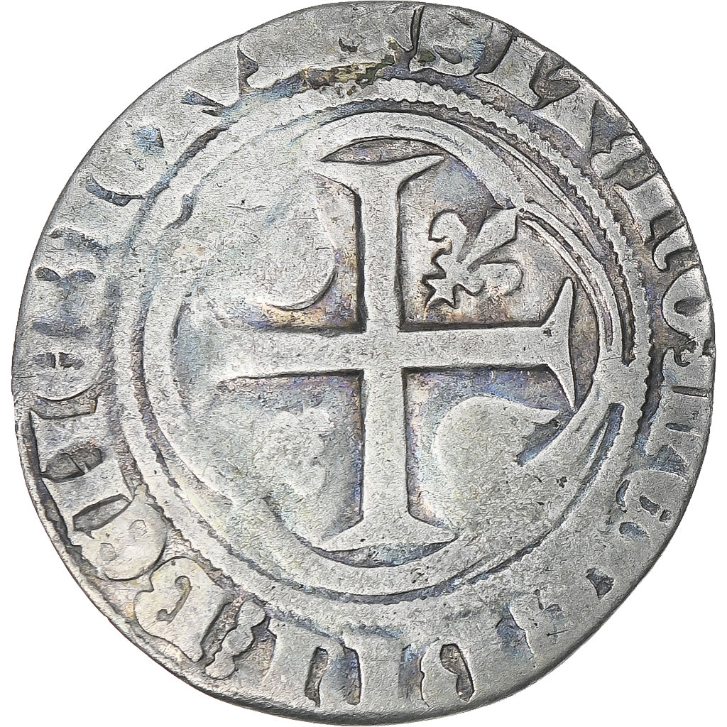 Francja, Charles VIII, Blanc à la couronne, 1483-1498, Tours, VF(20-25), Bilon