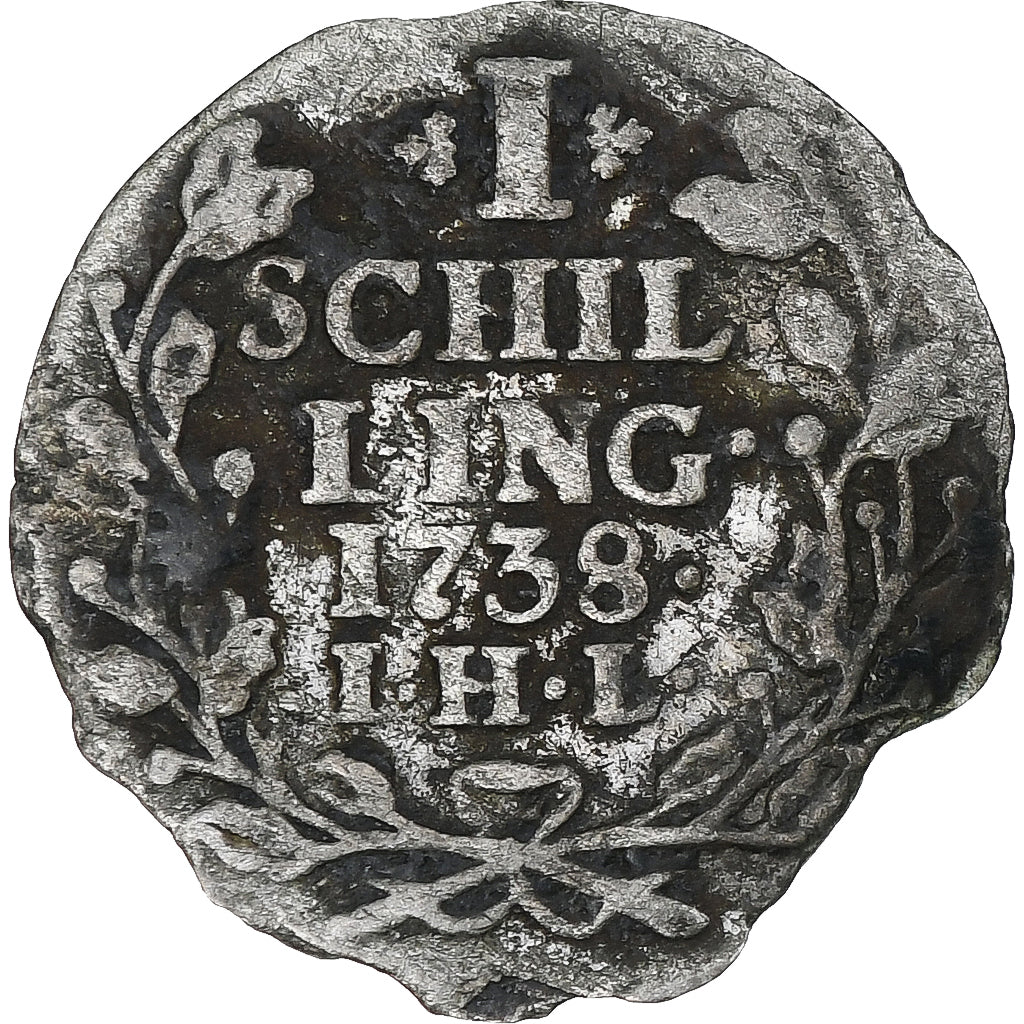 Germany, HAMBURG, 1 Schilling, 1738, Hamburg, Billon, VF(30-35)