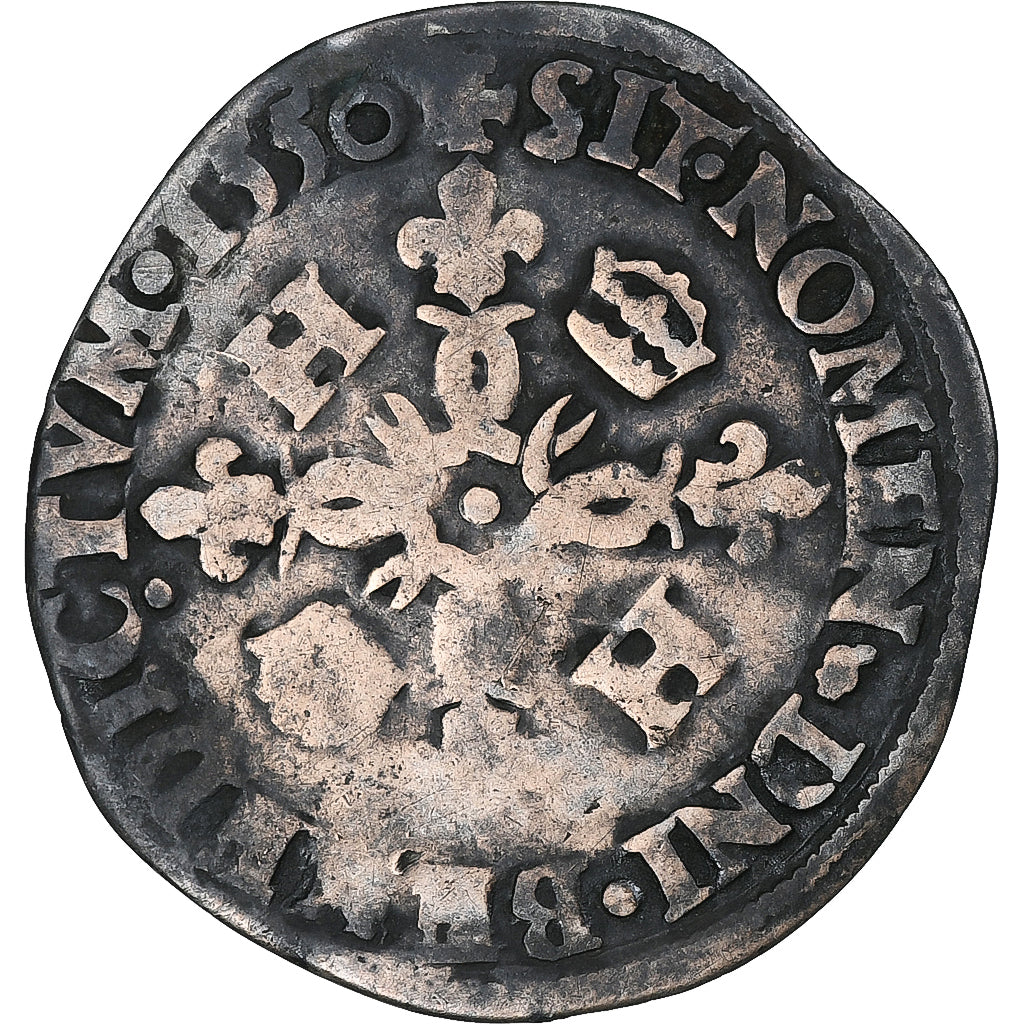 Francia, Henri II, Douzain aux croissants, 1550, Paris, BC+, Vellón