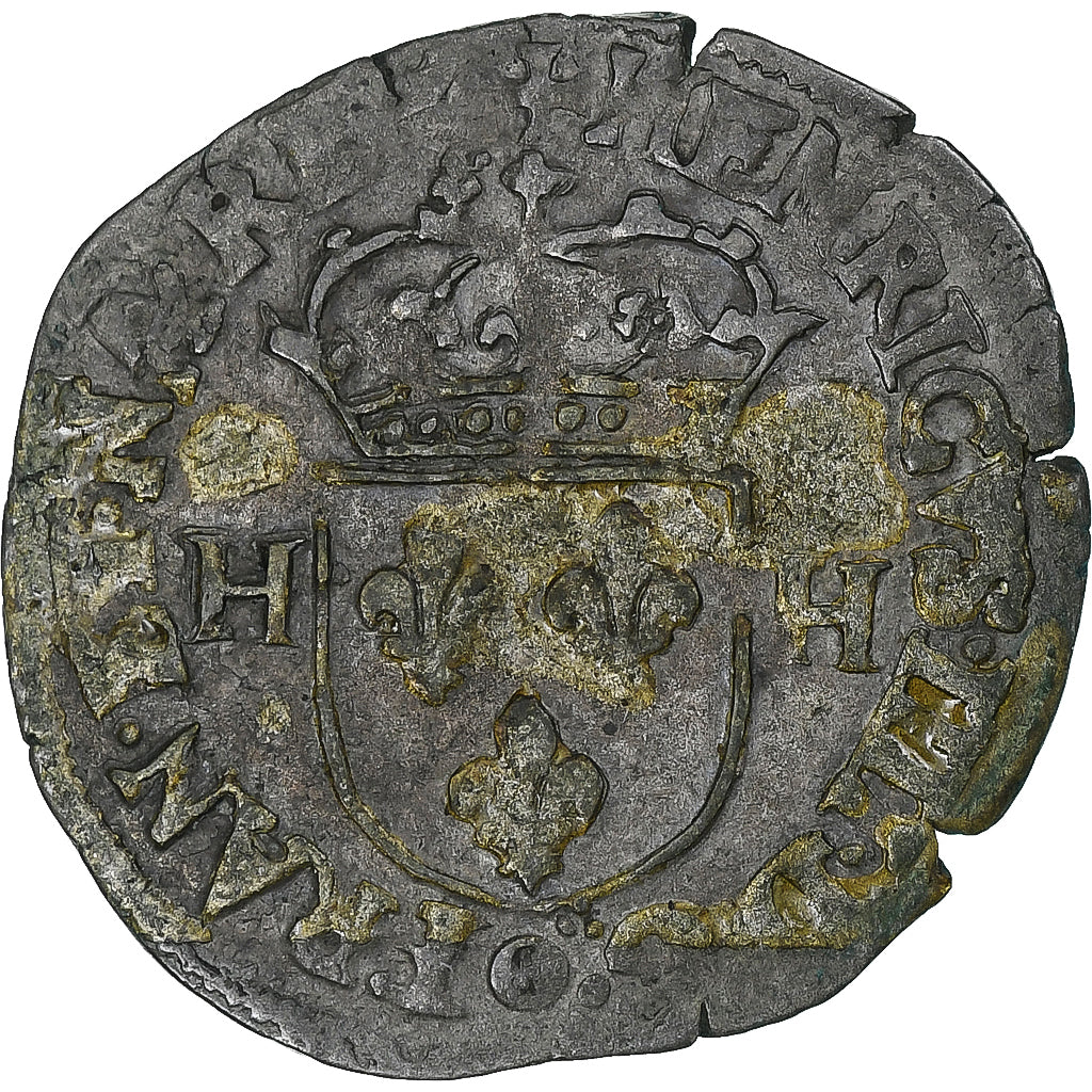 France, Henri IV, Douzain aux deux H, 1592, Maringues, Very rare, Billon