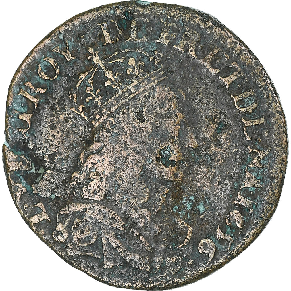 Francia, Louis XIV, Liard de France, 1656, Corbeil, Rame, MB