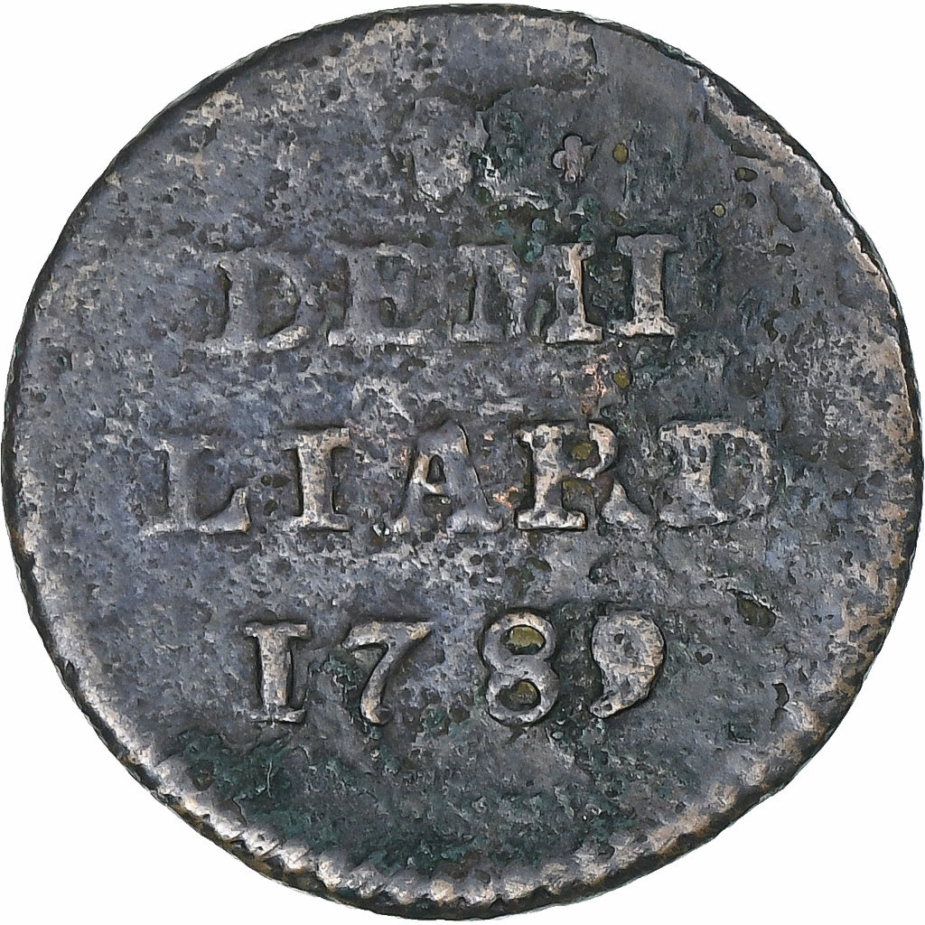 Luxembourg, 1/2 Liard, 1789, Brussels, Copper, VF(30-35)