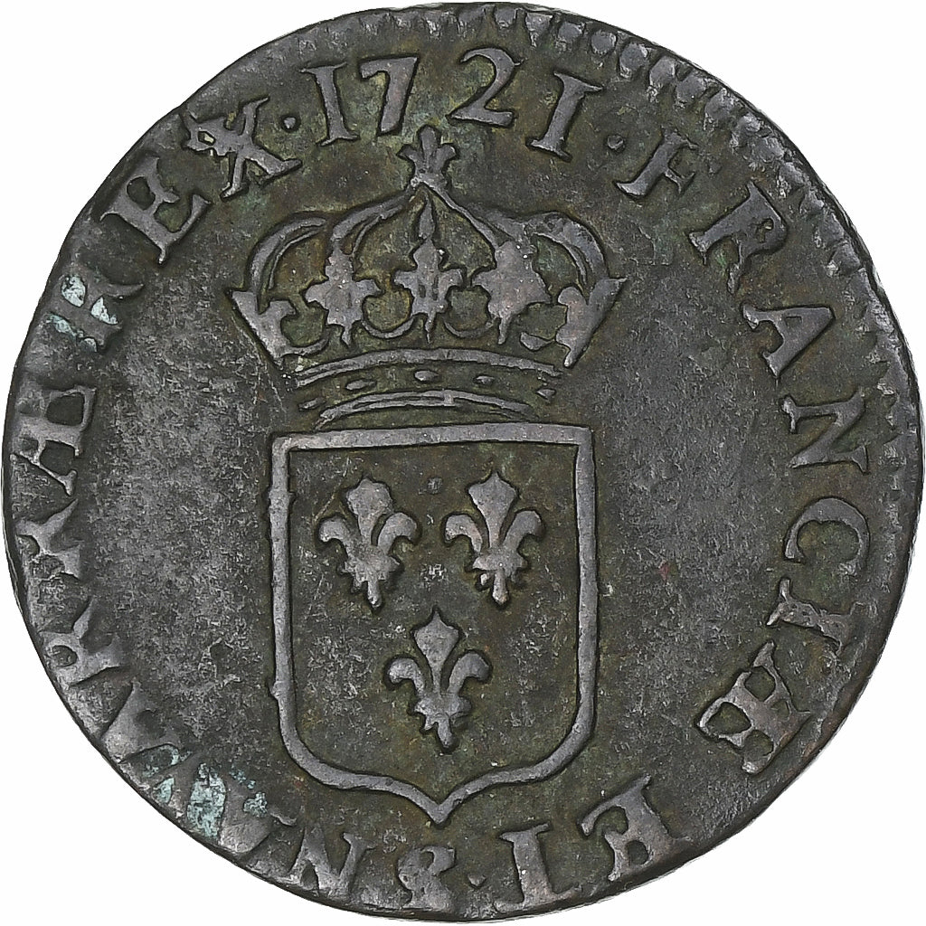 Frankrijk, Louis XV, Liard au buste enfantin, 1721, Reims, Koper, FR+
