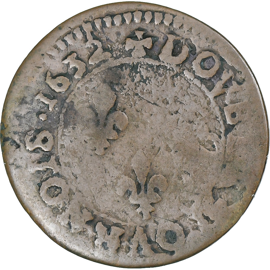 Frankreich, Louis XIII, Double Tournois, 1632, La Rochelle, Kupfer, S, CGKL:304