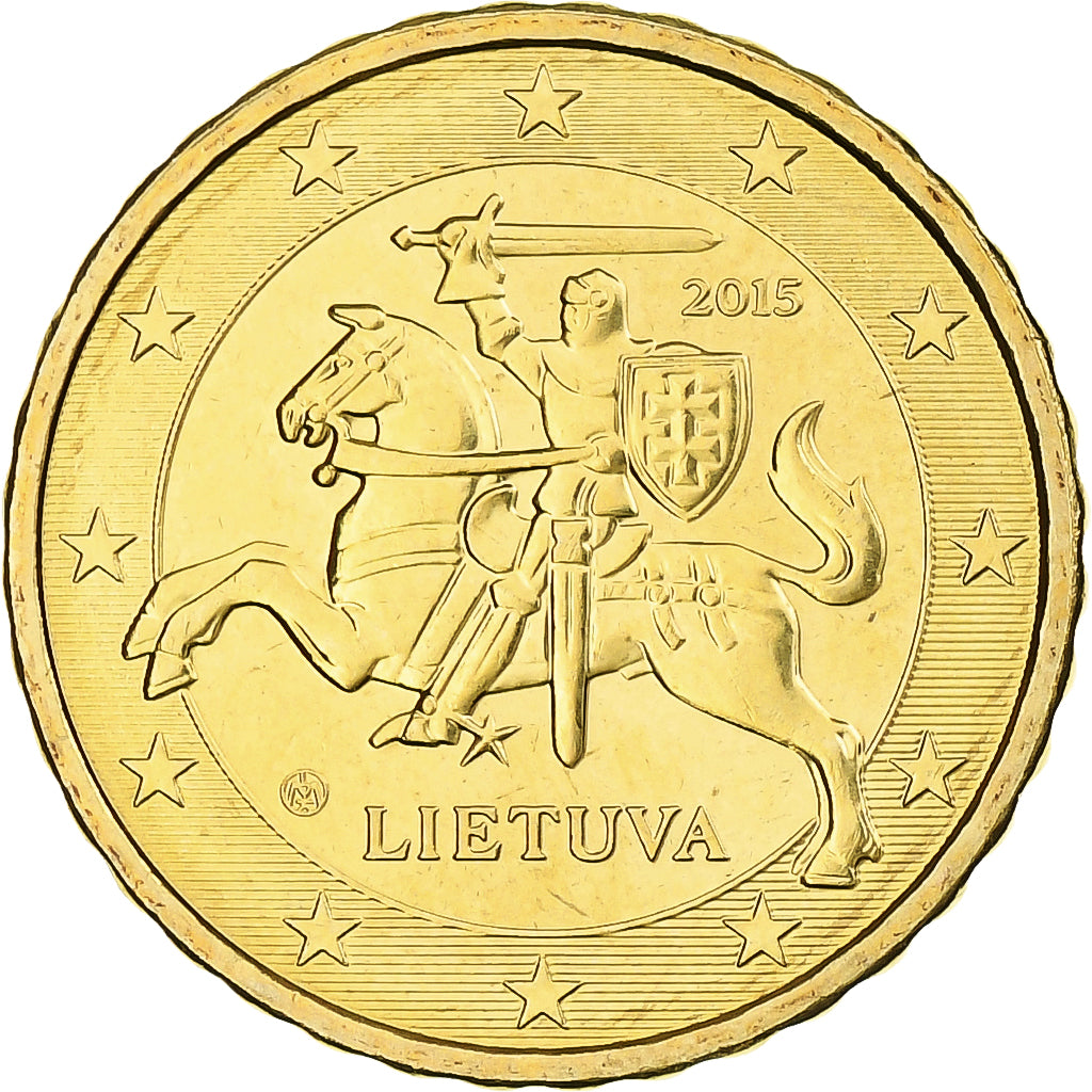 Lituania, 10 Euro Cent, 2015, Vilnius, BU, FDC, Nordic gold, KM:208