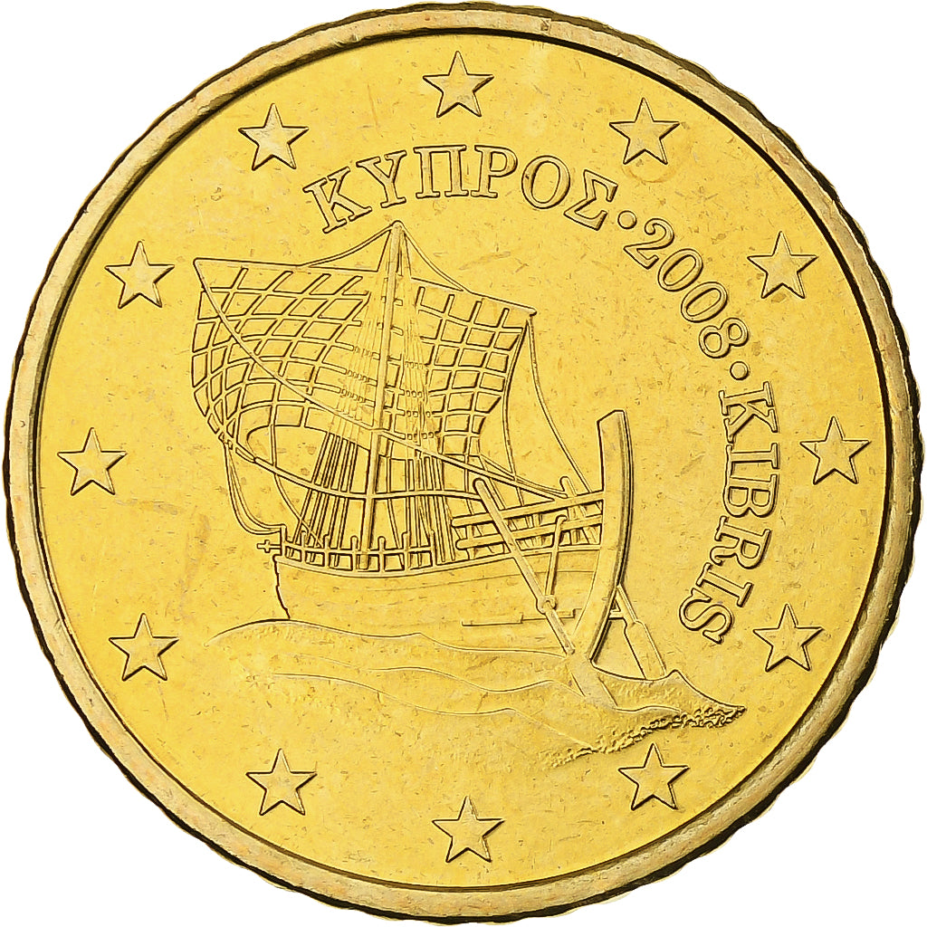Chypre, 50 Euro Cent, 2008, BU, FDC, Or nordique, KM:83