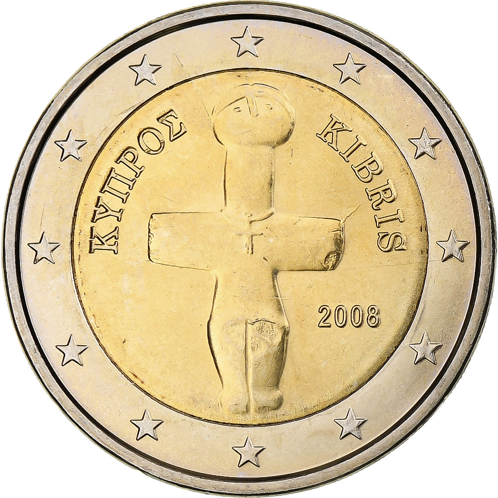 Cyprus, 2 Euro, 2008, BU, FDC, Bi-Metallic, KM:85
