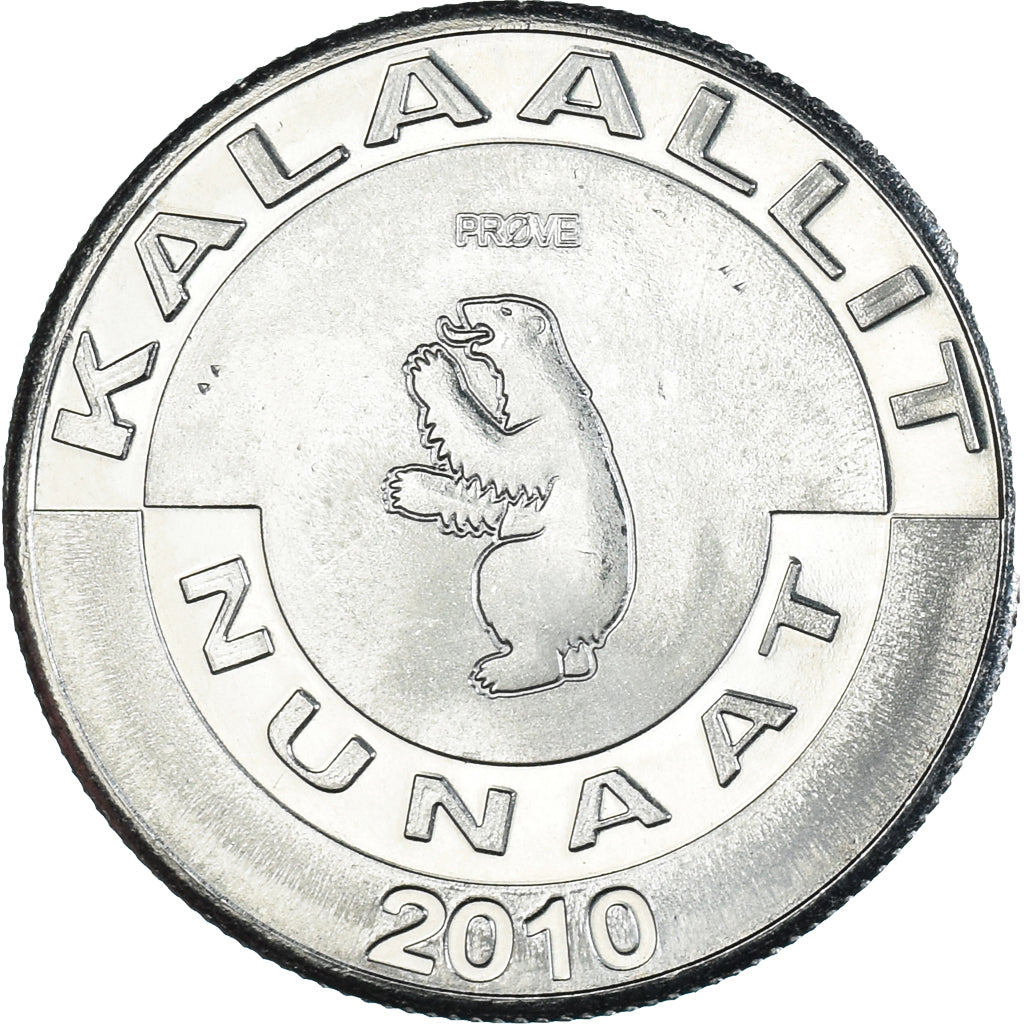 Coin, Groenland, 5 Kroner, 2010, KALAALLIT NUNAAT, MS(65-70), Cupronickel