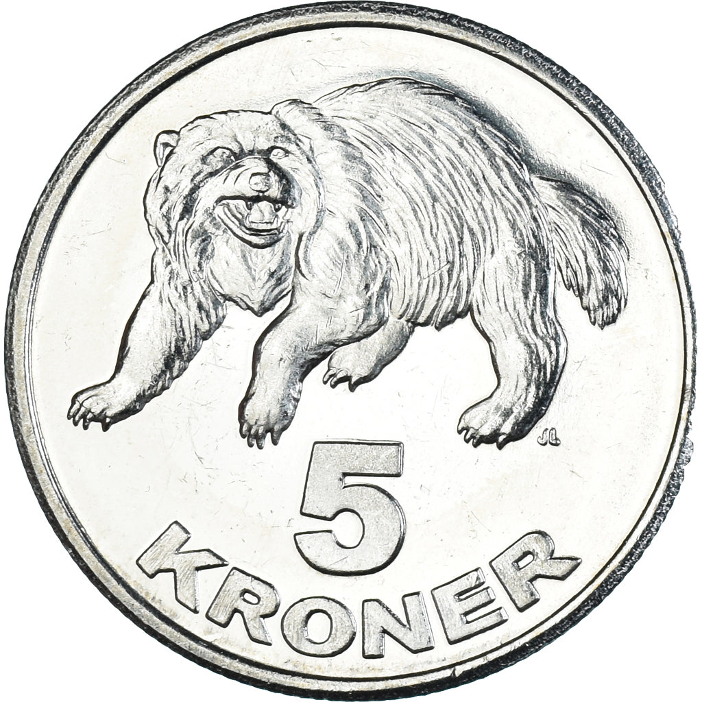 Coin, Groenland, 5 Kroner, 2010, KALAALLIT NUNAAT, MS(65-70), Cupronickel