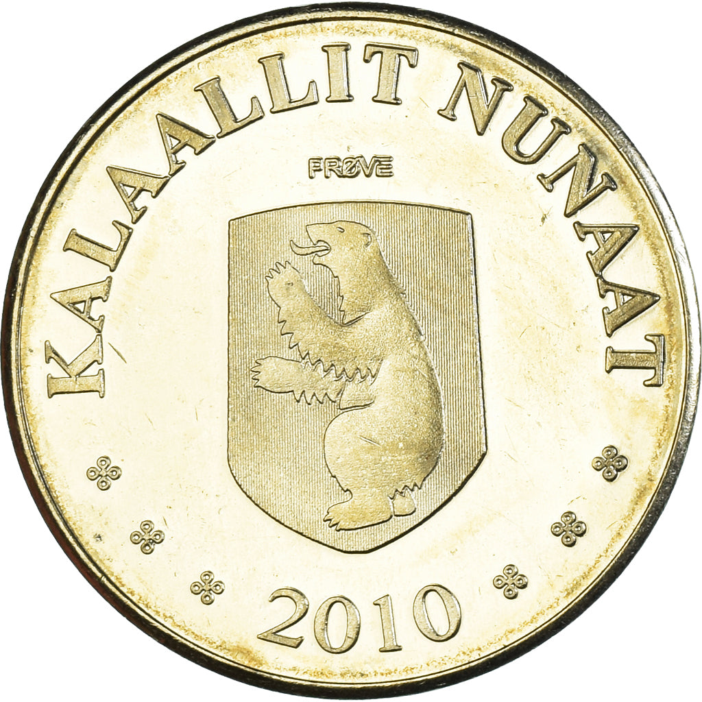 Monnaie, Groenland, 20 Kroner, 2010, Ours polaire et ourson., SPL, Laiton
