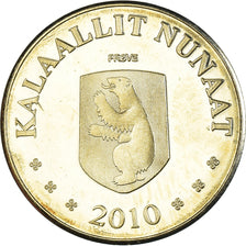 Münze, Groenland, 20 Kroner, 2010, Ours polaire et ourson., UNZ, laiton