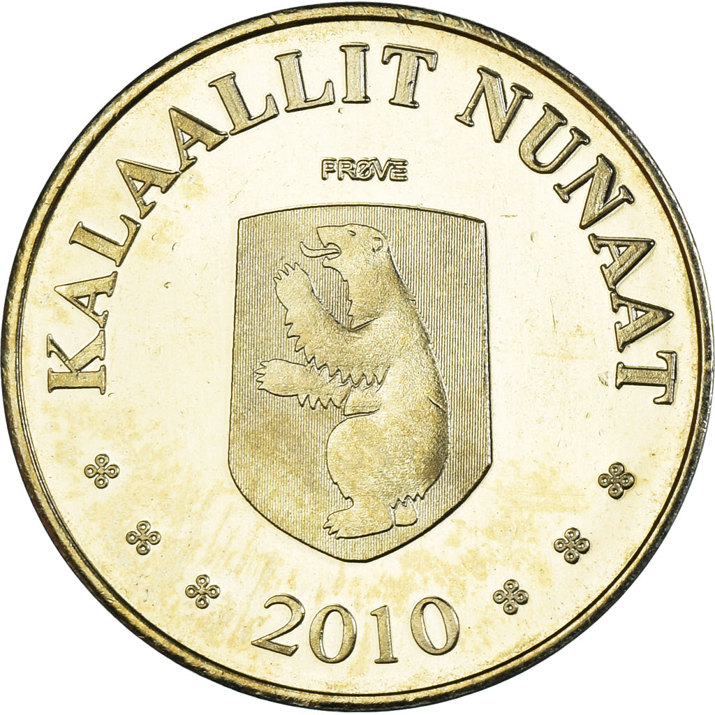 Monnaie, Groenland, 20 Kroner, 2010, Ours polaire et ourson., SPL, Laiton
