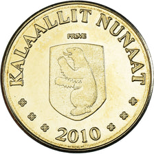 Coin, Groenland, 10 Kroner, 2010, Morse., MS(63), laiton