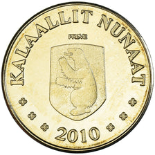 Coin, Groenland, 10 Kroner, 2010, Morse., MS(63), laiton