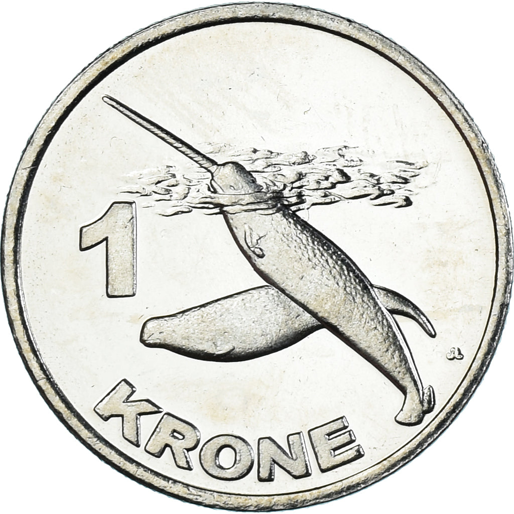 Coin, Groenland, Krone, 2010, Narval., MS(63), Cupronickel